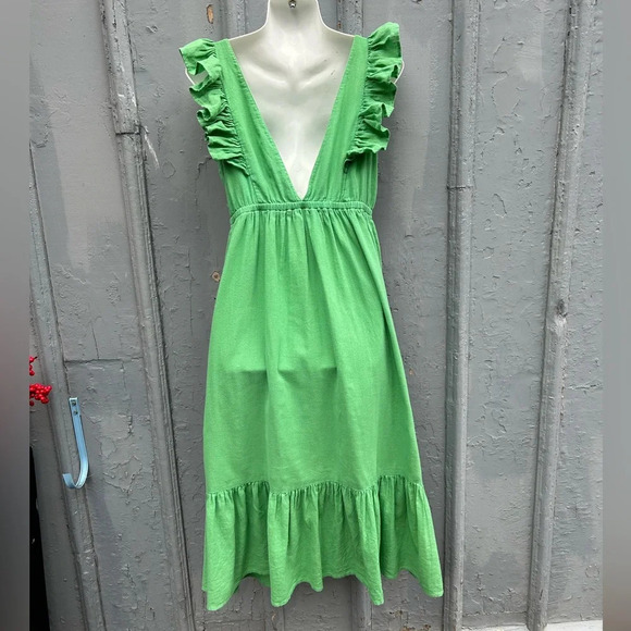 BA&SH Joyce Ruffled Cotton Midi Dress, size M - Picture 7 of 16